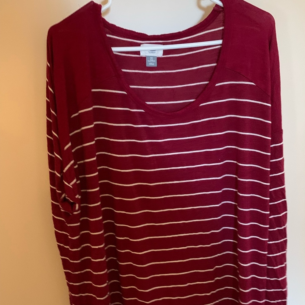 Maroon and white striped top
